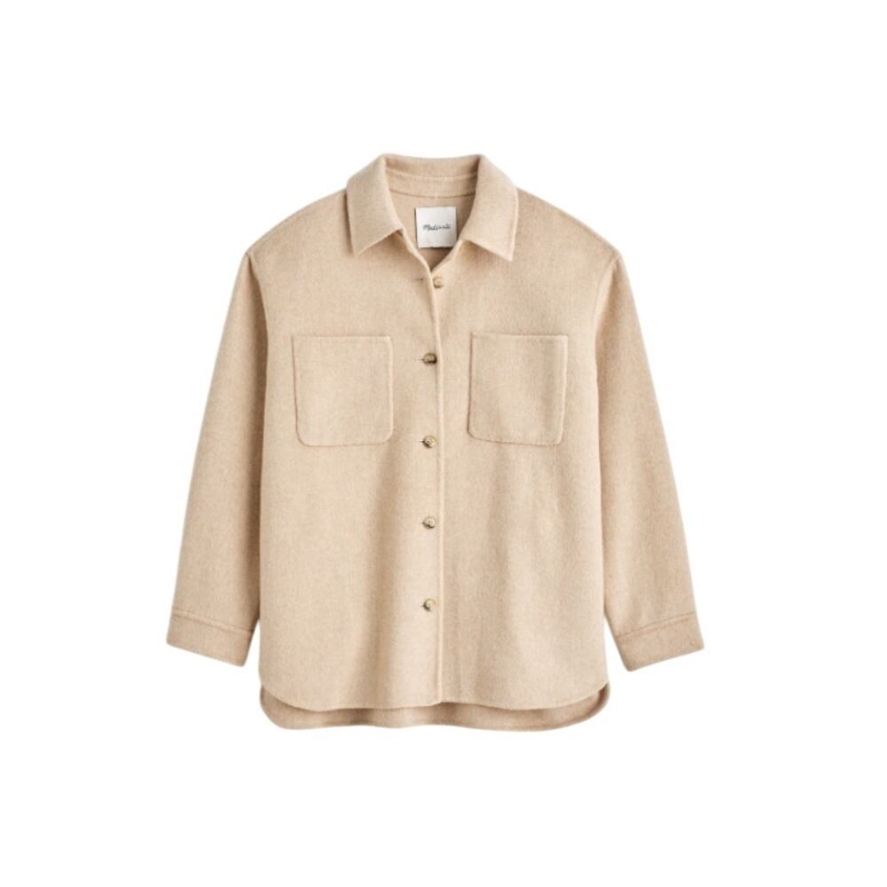 Madewell Double Faced Shirt Jacket Wool Blend Maple Oatmeal NS395 Size XL New